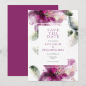 Waterverf Roze Lelie Bloemige Bewaar de Datum Kaar Save The Date (Voorkant / Achterkant)