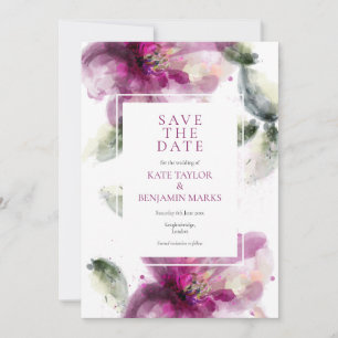 Waterverf Roze Lelie Bloemige Bewaar de Datum Kaar Save The Date