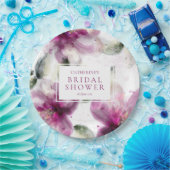 Waterverf Roze Lelie Bloemige Bruidsfeest Papieren Bordje (Feest)