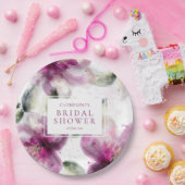 Waterverf Roze Lelie Bloemige Bruidsfeest Papieren Bordje (Feest)