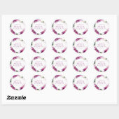 Waterverf Roze Lelie Bloemige Bruidsfeest Ronde Sticker (Vel)