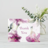 Waterverf Roze Lelie Bloemige Dank Je Bedankkaart (Staand voorkant)