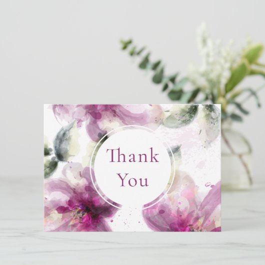 Waterverf Roze Lelie Bloemige Dank Je Bedankkaart (Staand voorkant)