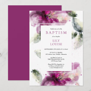 Waterverf Roze Lelie Bloemige Doop Christening Kaart