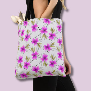 Waterverf roze lelie bloemmotief tote bag