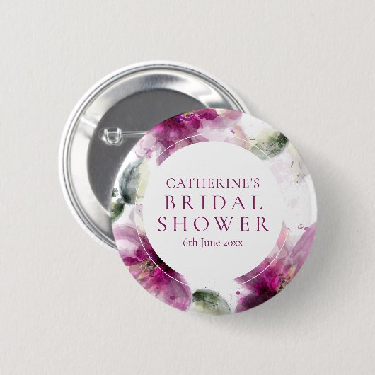 Waterverf Roze Lelie Bruiloftsfeest Ronde Button 5,7 Cm (Voorkant /achterkant)