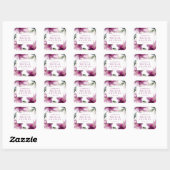 Waterverf Roze Lelie Bruiloftsfeest Vierkante Sticker (Vel)