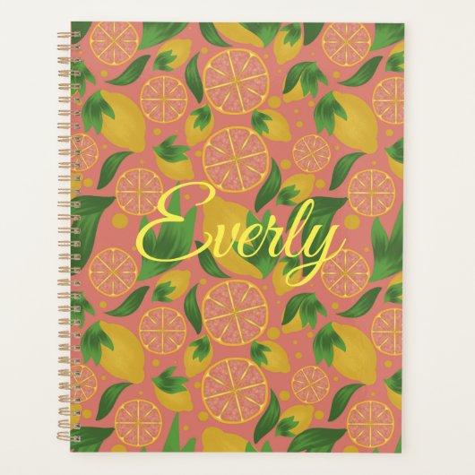 Waterverf roze lemonfruit op maat planner (Voorkant)