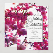 Waterverf roze lente bloeiende boom kaart (Voorkant / Achterkant)