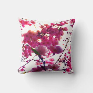 Waterverf roze lente bloem   Bloeiende boom    Kussen