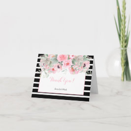 Waterverf Roze Lente Bloemen Strepen Bedankt