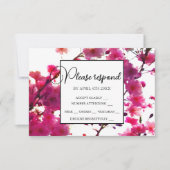 Waterverf roze lente bloemige boom     RSVP kaartje (Voorkant)