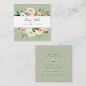 Waterverf roze lentegroen als vezel vierkante visitekaartje (Voorkant / Achterkant)