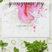 Waterverf roze lentekleursplak & tulpen theedoek (Gevouwen)