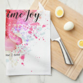 Waterverf roze lentekleursplak & tulpen theedoek (Quarter Fold)