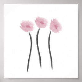 Waterverf Roze Liefde Anemones Flowers Poster