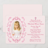 Waterverf Roze Lijst Fotouitnodiging Kaart (Voorkant / Achterkant)
