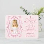 Waterverf Roze Lijst Fotouitnodiging Kaart (Staand voorkant)