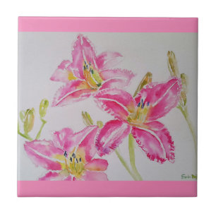 Waterverf Roze Lily Flower Floral Ceramic Tile Tegeltje