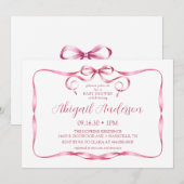 Waterverf roze lint Baby shower Kaart (Voorkant / Achterkant)