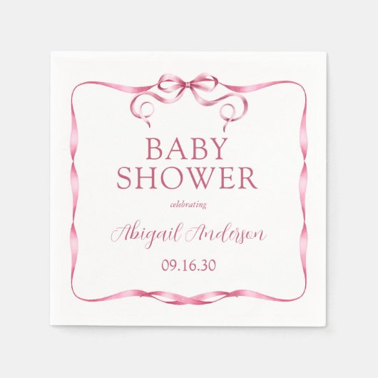Waterverf roze lint Baby shower Servet (Voorkant)