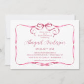 Waterverf Roze Lint Baby Sprinkle Kaart (Voorkant)