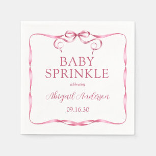 Waterverf Roze Lint Baby Sprinkle Servet