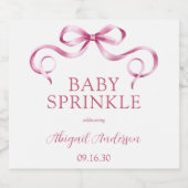 Waterverf Roze Lint Baby Sprinkle Sparkling Wijnetiket (Enkel label)