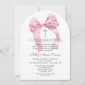 Waterverf Roze Lint Meisje Bevestiging Boog Kaart (Voorkant)