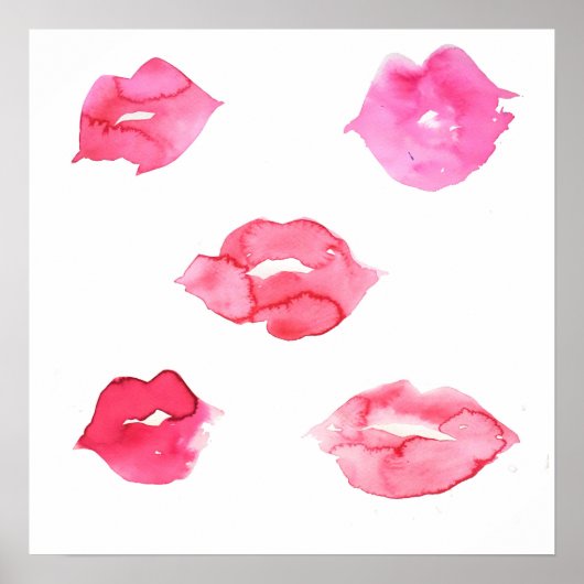 Waterverf roze lippen make-up branding poster (Voorkant)
