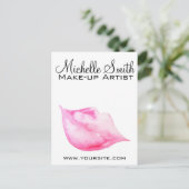 Waterverf roze lippen maken make-up briefkaart (Staand voorkant)