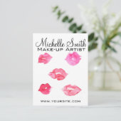 Waterverf roze lippen maken make-up briefkaart (Staand voorkant)