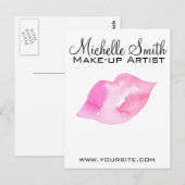 Waterverf roze lippen maken make-up briefkaart (Voorkant / Achterkant)