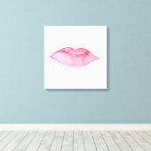 Waterverf roze lippen maken make-up canvas afdruk (Insitu (Houten vloer))