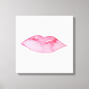 Waterverf roze lippen maken make-up canvas afdruk