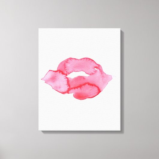 Waterverf roze lippen maken make-up canvas afdruk (Voorkant)