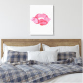 Waterverf roze lippen maken make-up canvas afdruk (Insitu (Slaapkamer))