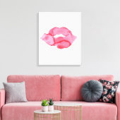 Waterverf roze lippen maken make-up canvas afdruk (Insitu (Woonkamer))