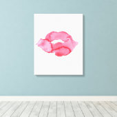 Waterverf roze lippen maken make-up canvas afdruk (Insitu (Houten vloer))