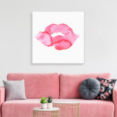 Waterverf roze lippen maken make-up canvas afdruk (Insitu (Woonkamer))