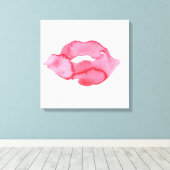Waterverf roze lippen maken make-up canvas afdruk (Insitu (Houten vloer))
