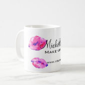 Waterverf roze lippen maken make-up koffiemok (Voorkant links)