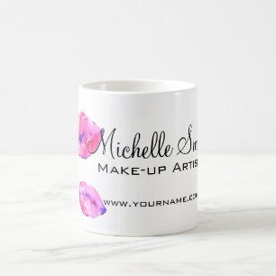 Waterverf roze lippen maken make-up koffiemok