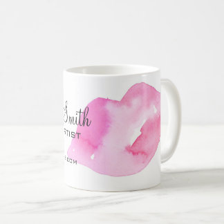 Waterverf roze lippen maken make-up koffiemok