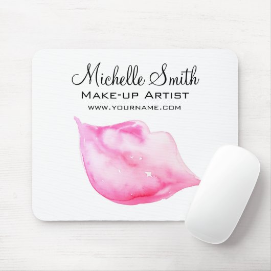 Waterverf roze lippen maken make-up muismat (Met muis)