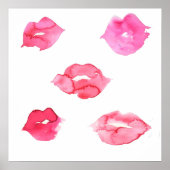 Waterverf roze lippen maken make-up poster (Voorkant)