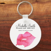 Waterverf roze lippen maken make-up sleutelhanger (Voorkant)