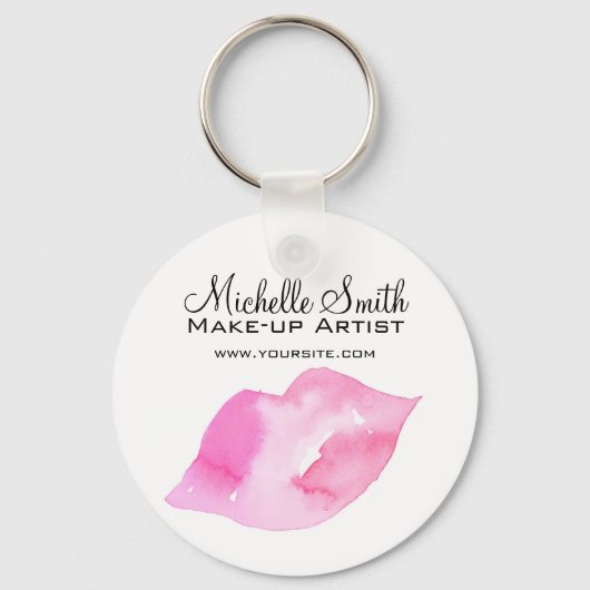 Waterverf roze lippen maken make-up sleutelhanger (Voorkant)
