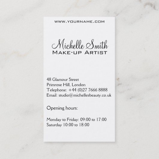 Waterverf roze lippen maken make-up visitekaartje (Achterkant)