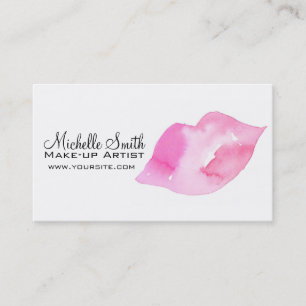 Waterverf roze lippen maken make-up visitekaartje